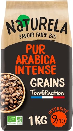 NATURELA - Café Grains Bio - Classique Arabica - 100% Arabica - Gamme Signature - Torréfaction Lente - Fabriqué en France - 1 kg