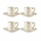 Tasses à café avec soucoupes blanches design abstrait - lot de 4