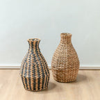 Vase boho tissé DAYANA noir en jacinthe d'eau