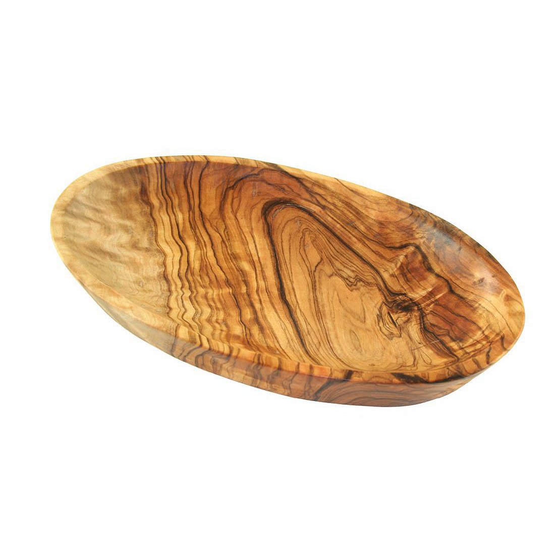 Petit bol ovale d'environ 17 – 19 x 11 x 3 cm en bois d'olivier