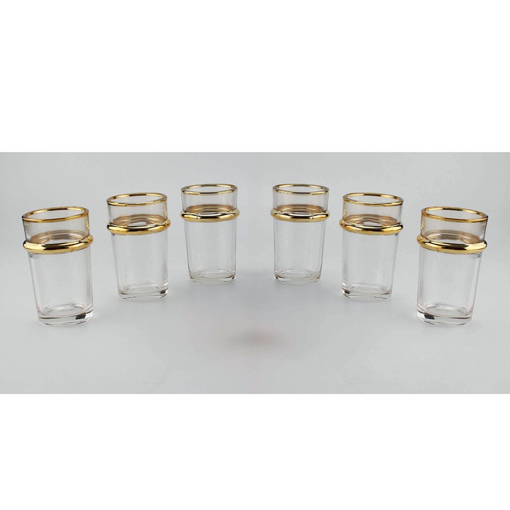 Tasses à thé en verre bords dorés 175ml - lot de 6
