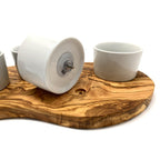 Plateau de service pour dips avec 4 petits bols en porcelaine