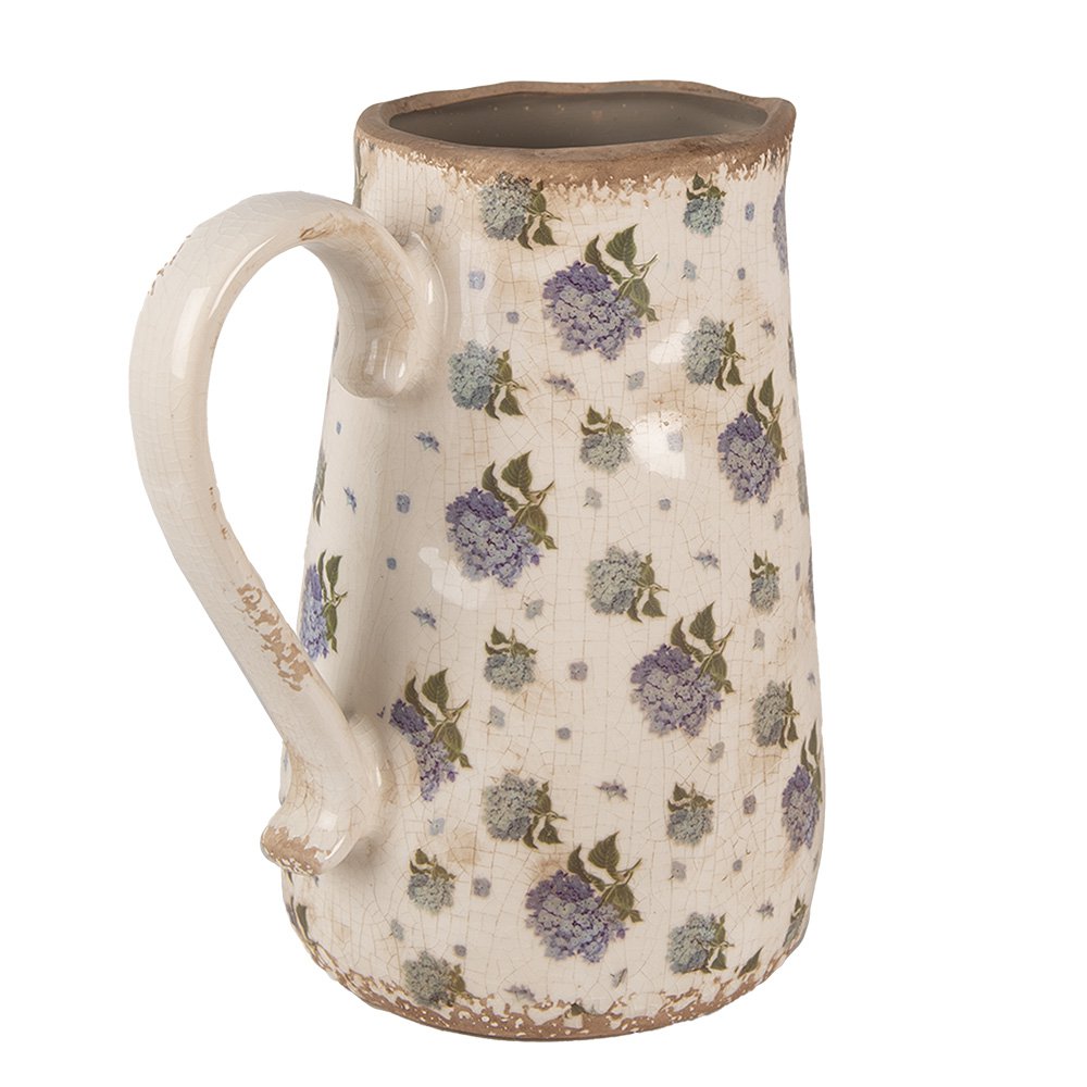La décoration peut être de 21x15x23 cm cruche florale en céramique bleu beige