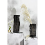 Art de la Table Grand vase cylindrique en verre de 9 mm d'épaisseur, de forme irrégulière, comme du bois noir. ABU40GR Zistyhome art de la table