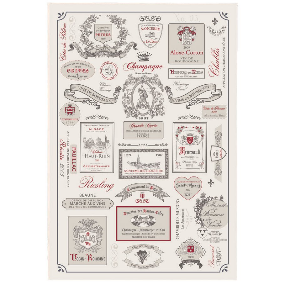 Torchon Étiquettes de vins Ecru 48 X 72
