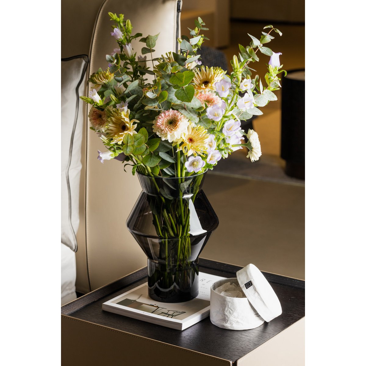 Vase au design moderne, best-seller tendance, verre gris foncé de haute qualité, CUZ11GR