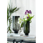Art de la Table Grand vase en verre sobre et moderne, de forme cylindrique sur une base solide, gris foncé, OMAHA18GR Zistyhome art de la table
