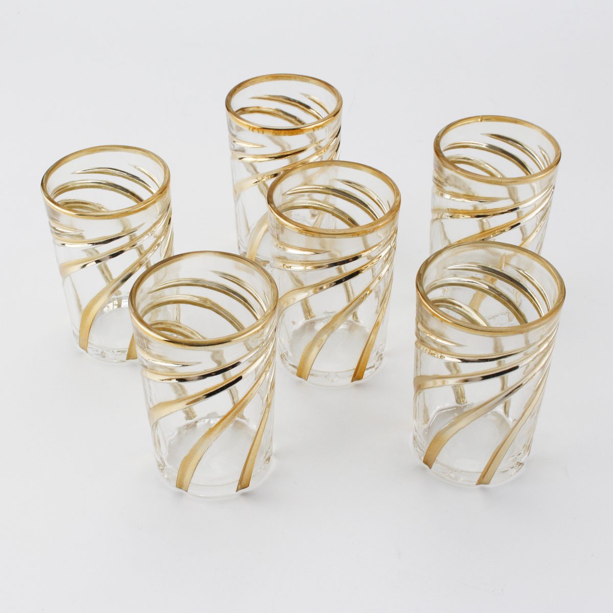 Tasses à thé spirale dorée - lot de 6