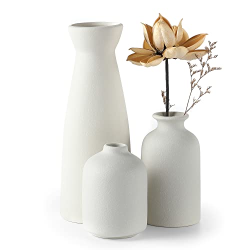 CEMABT Ceramic Vase Set - 3 Small Vase for Decoration for Wedding Table Party Living Office Bedroom Minimalist Bohemian Decoration (Noir)