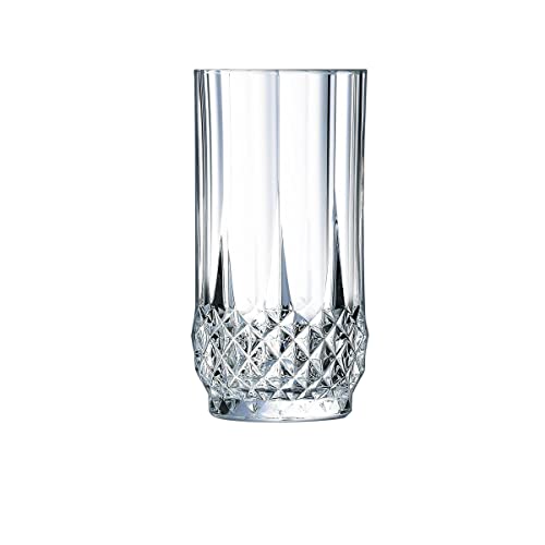 Cristal d'Arques Paris - Collection Longchamp - 6 Verres à vin 17 cl en Kwarx - Brillance, Transparence et Haute Résistance - Moulures Iconiques - Fabriqués en France