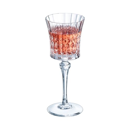 Cristal d'Arques Paris - Collection Lady Diamond - 6 Verres à pied 27 cl - Brillance, Transparence et Haute Résistance - Fabriqués en France - Emballage renforcé, adapté à la vente en ligne