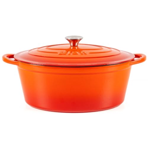 Cocotte en fonte émaillée orange. Cocotte ronde 26 x 12 cm - 4,8 l. Marmite élégante, résistante, spéciale à induction et adaptée à tous types de cuisines
