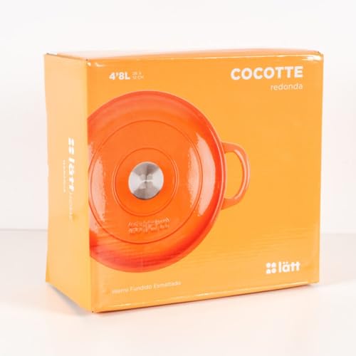Cocotte en fonte émaillée orange. Cocotte ronde 26 x 12 cm - 4,8 l. Marmite élégante, résistante, spéciale à induction et adaptée à tous types de cuisines