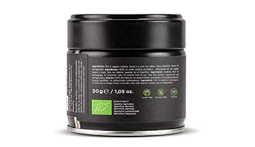 Matcha & CO Thé 100% biologique de qualité supérieure 80 g [qualité cérémonielle Premium]. Poudre de thé vert biologique du Japon. Thé biologique de qualité cérémonielle.