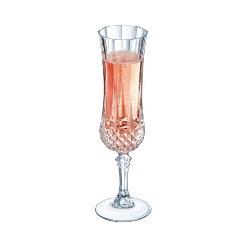 Cristal d'Arques Paris - Collection Longchamp - 6 Verres à vin 17 cl en Kwarx - Brillance, Transparence et Haute Résistance - Moulures Iconiques - Fabriqués en France