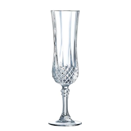 Cristal d'Arques Paris - Collection Longchamp - 6 Verres à vin 17 cl en Kwarx - Brillance, Transparence et Haute Résistance - Moulures Iconiques - Fabriqués en France