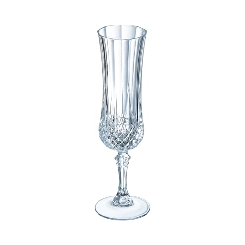Cristal d'Arques Paris - Collection Longchamp - 6 Verres à vin 17 cl en Kwarx - Brillance, Transparence et Haute Résistance - Moulures Iconiques - Fabriqués en France