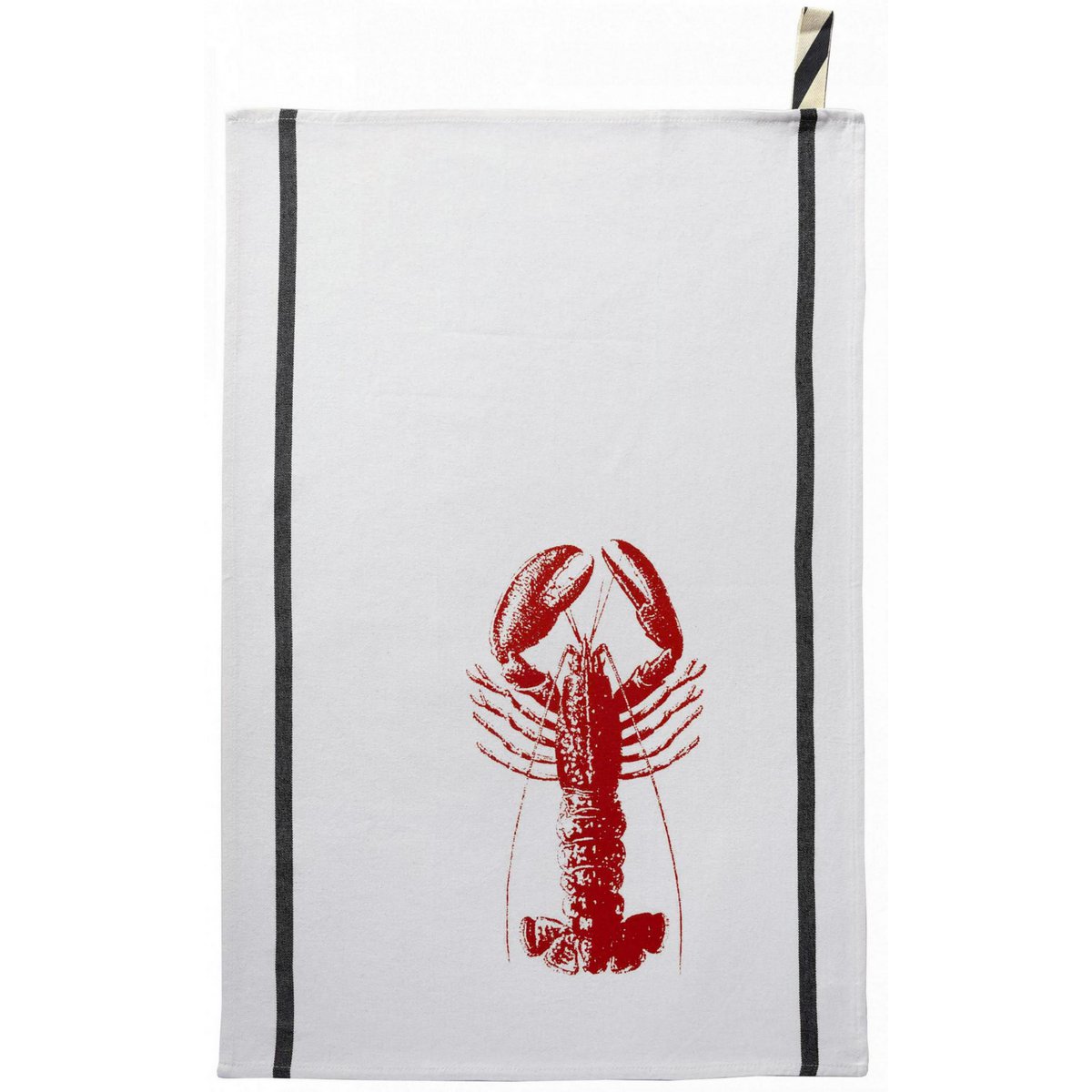 Torchon Homard Rouge Corail Blanc 50 x 70