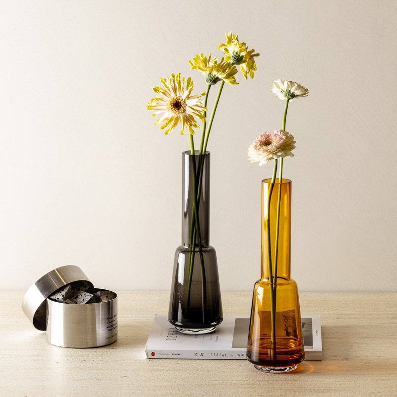 Art de la Table Grand vase design rétro moderne, couleur gris foncé, gris TYLER14 Zistyhome art de la table