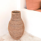 Vase Boho tissé SAKRA en fibre de banane et raphia