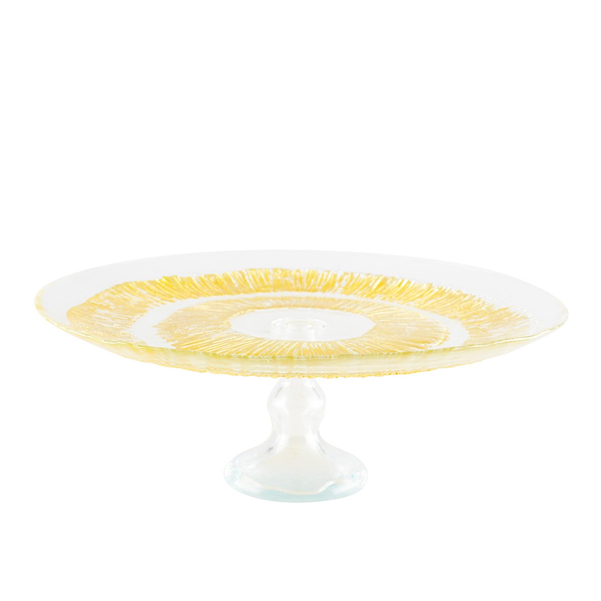 Plat à tarte sur pied doré 28x28x13cm - soleil