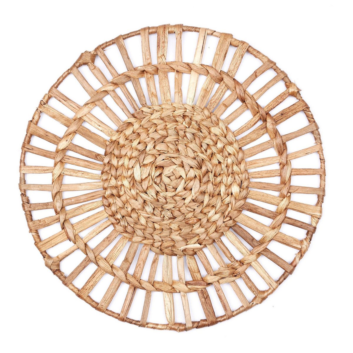 Set de table (Ensemble de 2, 4 ou 6) CARUBAN | Set de table Boho rond de 38 cm en jacinthe d'eau