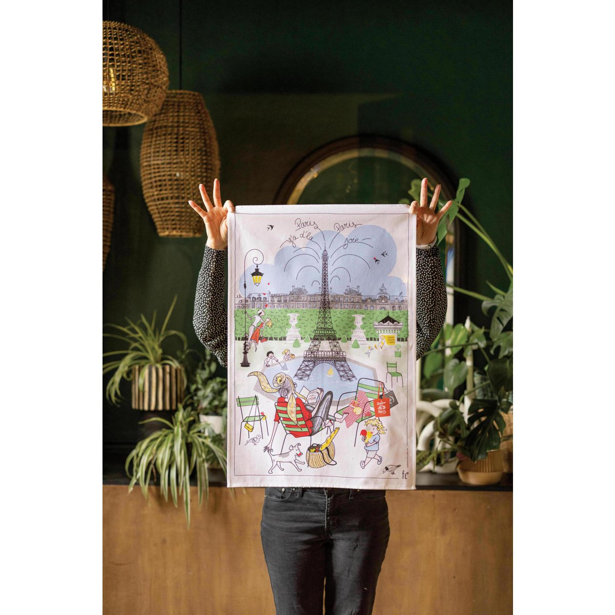Torchon Les jardins parisiens Blanc 48 x 72