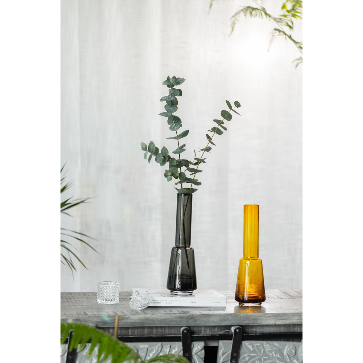 Art de la Table Grand vase design rétro moderne, couleur gris foncé, gris TYLER14 Zistyhome art de la table