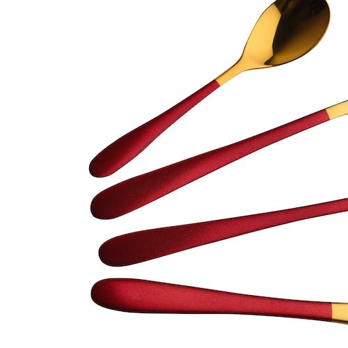 BERGNER Lyon - Ensemble complet 24 couverts - 6 couteaux - 6 fourchettes - 6 cuillères - 6 cuillères à thé - En acier inoxydable robuste - Finition polie mate - Facile à laver