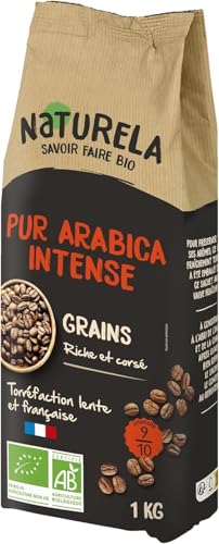 NATURELA - Café Grains Bio - Classique Arabica - 100% Arabica - Gamme Signature - Torréfaction Lente - Fabriqué en France - 1 kg