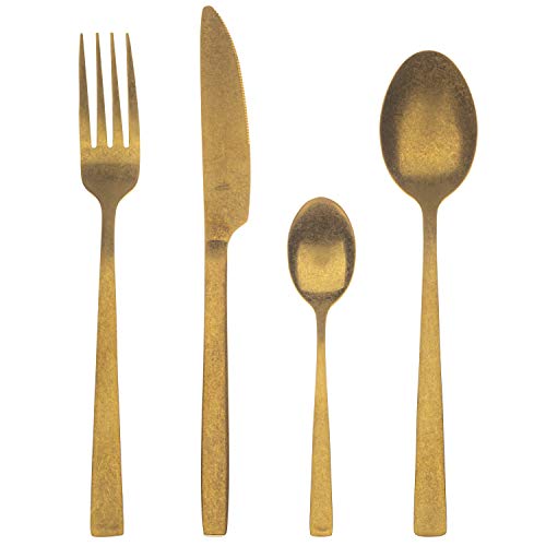 BERGNER Lyon - Ensemble complet 24 couverts - 6 couteaux - 6 fourchettes - 6 cuillères - 6 cuillères à thé - En acier inoxydable robuste - Finition polie mate - Facile à laver