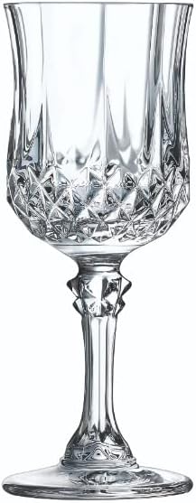 Cristal d'Arques Paris - Collection Longchamp - 6 Verres à vin 17 cl en Kwarx - Brillance, Transparence et Haute Résistance - Moulures Iconiques - Fabriqués en France