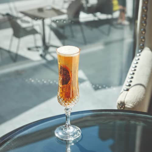 Cristal d'Arques Paris - Collection Longchamp - 6 Verres à vin 17 cl en Kwarx - Brillance, Transparence et Haute Résistance - Moulures Iconiques - Fabriqués en France