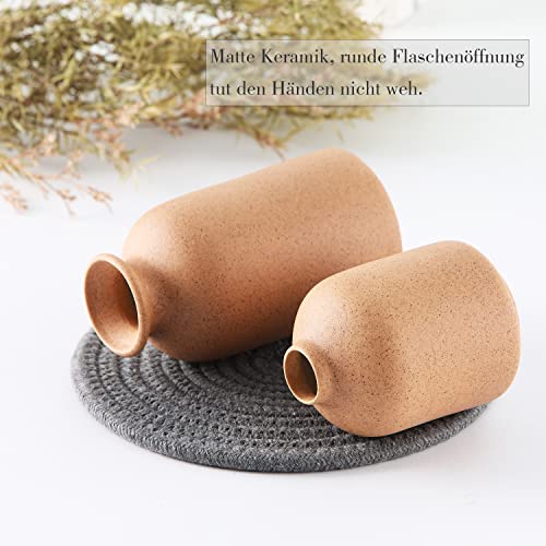 CEMABT Ceramic Vase Set - 3 Small Vase for Decoration for Wedding Table Party Living Office Bedroom Minimalist Bohemian Decoration (Noir)