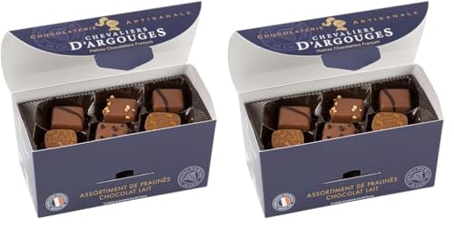 CHEVALIERS D'ARGOUGES Maîtres Chocolatiers Français - Assortiment de pralinés chocolat lait 33% - Ballotin Dégustation 185g