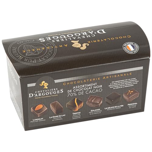 CHEVALIERS D'ARGOUGES Maîtres Chocolatiers Français - Assortiment de chocolats noir 70% - Ballotin dégustation 365g