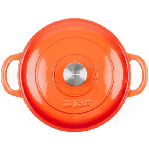 Cocotte en fonte émaillée orange. Cocotte ronde 26 x 12 cm - 4,8 l. Marmite élégante, résistante, spéciale à induction et adaptée à tous types de cuisines