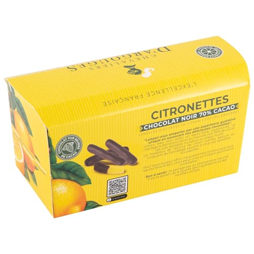 CHEVALIERS D'ARGOUGES Maîtres Chocolatiers Français - Orangettes enrobées chocolat noir 70% - Étui Dégustation 160g