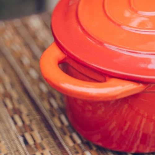 Cocotte en fonte émaillée orange. Cocotte ronde 26 x 12 cm - 4,8 l. Marmite élégante, résistante, spéciale à induction et adaptée à tous types de cuisines