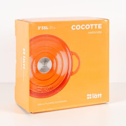 Cocotte en fonte émaillée orange. Cocotte ronde 26 x 12 cm - 4,8 l. Marmite élégante, résistante, spéciale à induction et adaptée à tous types de cuisines