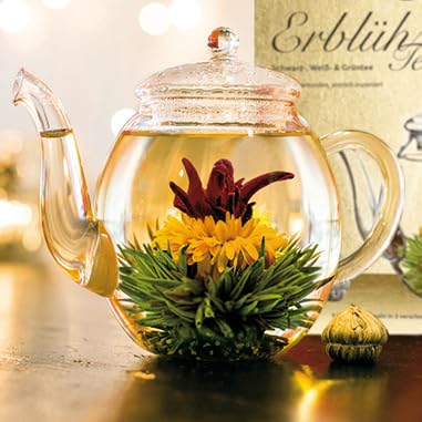 Creano Coffret Cadeau avec Fleurs de Thé dans Une Boîte Magnétique - Thé Blanc, Noir, Vert - 6 Fleurs de Thé avec 6 Sortes différentes