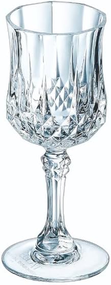 Cristal d'Arques Paris - Collection Longchamp - 6 Verres à vin 17 cl en Kwarx - Brillance, Transparence et Haute Résistance - Moulures Iconiques - Fabriqués en France