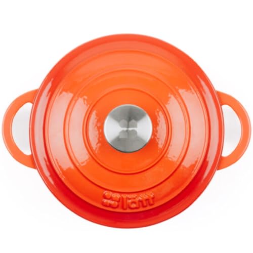 Cocotte en fonte émaillée orange. Cocotte ronde 26 x 12 cm - 4,8 l. Marmite élégante, résistante, spéciale à induction et adaptée à tous types de cuisines