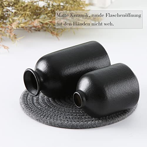 CEMABT Ceramic Vase Set - 3 Small Vase for Decoration for Wedding Table Party Living Office Bedroom Minimalist Bohemian Decoration (Noir)