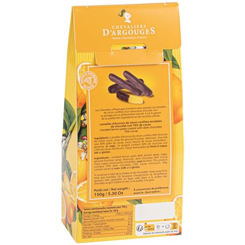 CHEVALIERS D'ARGOUGES Maîtres Chocolatiers Français - Orangettes enrobées chocolat noir 70% - Étui Dégustation 160g