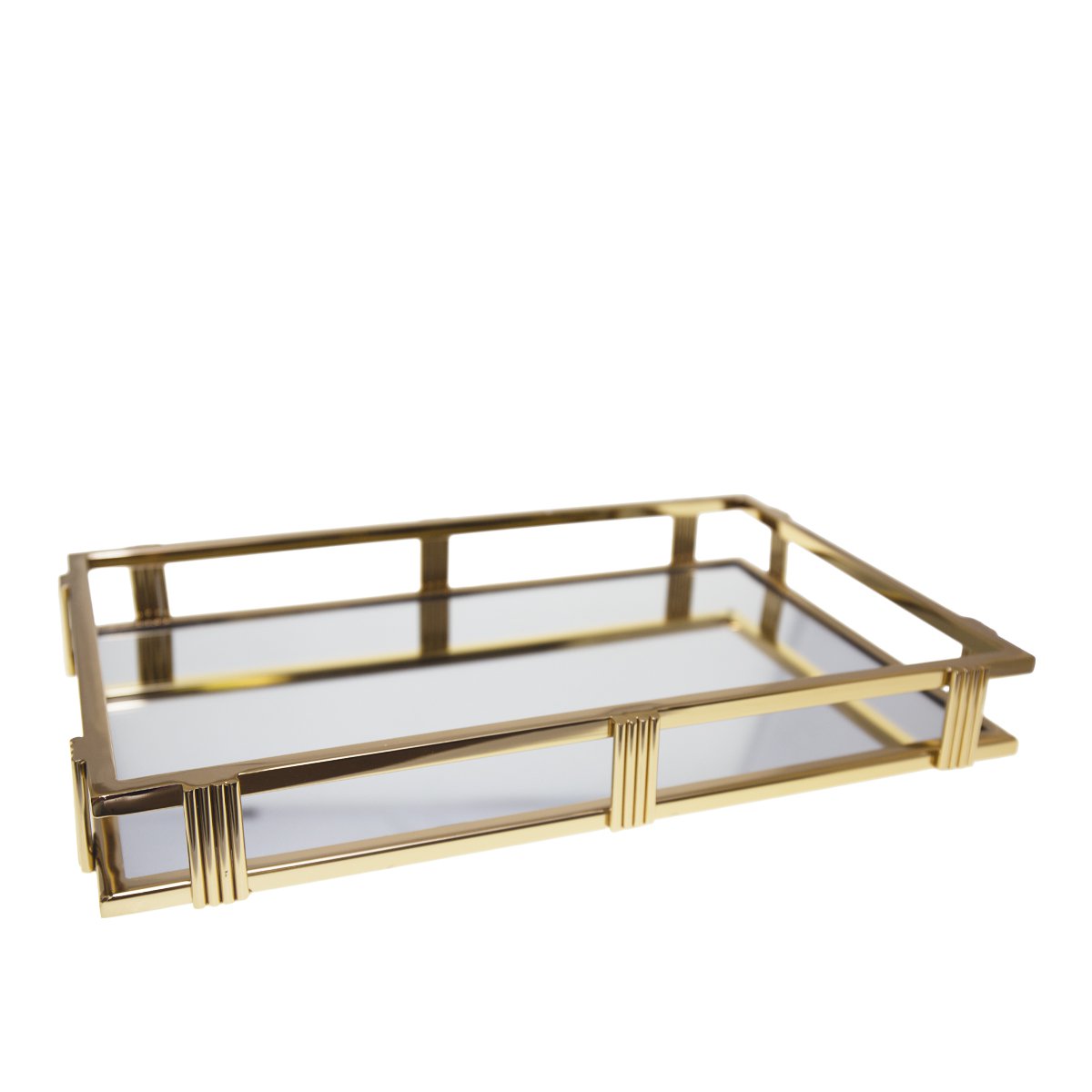 Plateau miroir rectangulaire doré 42x27x5cm