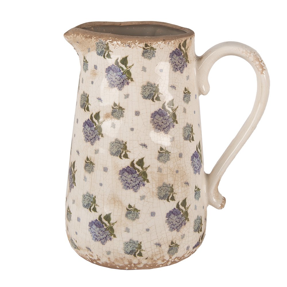 La décoration peut être de 21x15x23 cm cruche florale en céramique bleu beige