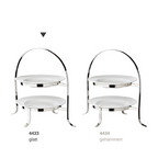 Présentoir à gâteaux Sina (hauteur 33 cm), martelé, pour 2 assiettes Ø 20 à 28 cm, métal argenté lourd