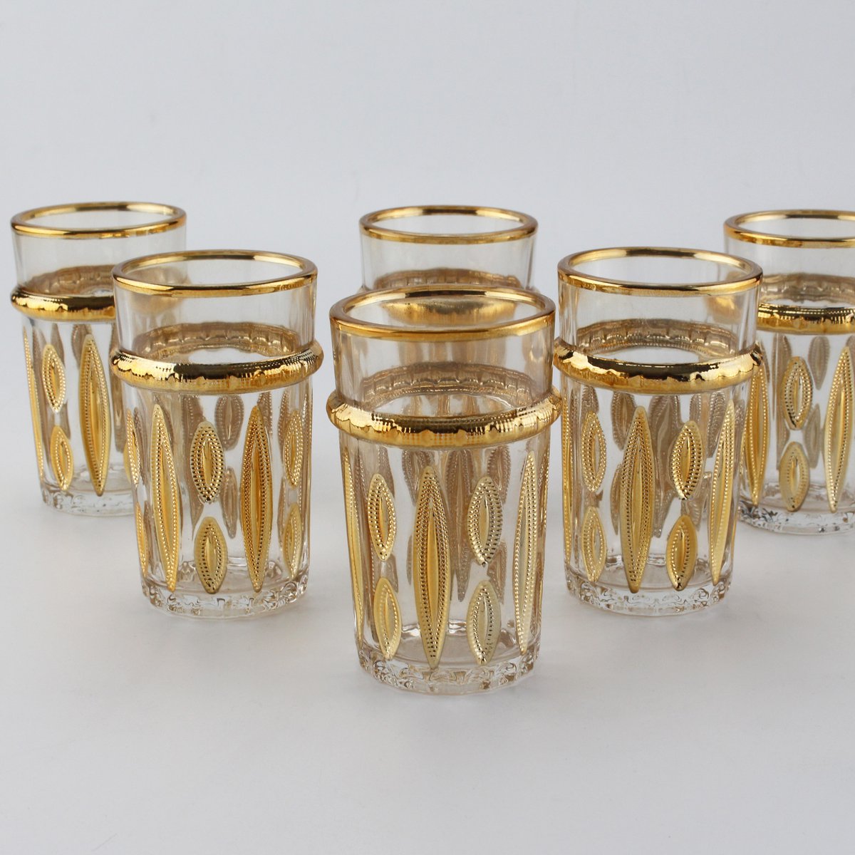 Tasses à thé dorées orientales - lot de 6