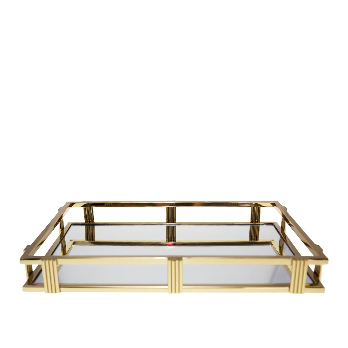 Plateau miroir rectangulaire doré 42x27x5cm